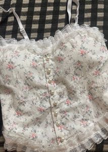 Padded Floral White Corset Top