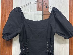⸻Elegant Black Flare Dress– Medium Size,Party Wear