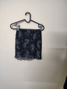 Tiger Print Mesh Mini Skirt