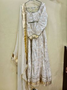 White Gold  Anarkali Kurta Set