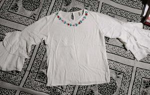 Floral Embroidered White Top