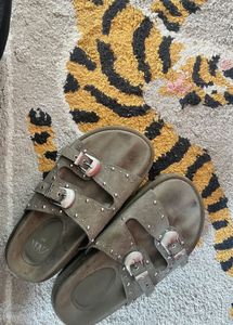 ZARA suede-finish sliders, size 37.