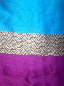 Blue &amp; Magenta Silk Saree With Blouse.