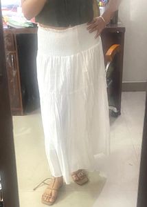 Flowy White Tiered Skirt