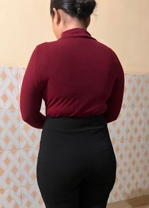 Maroon Turtle Neck Top