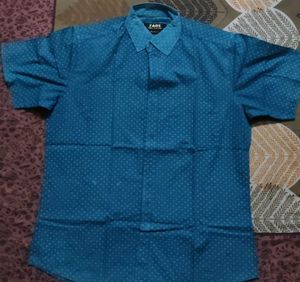 Blue Zade Polka Dot Button-Down Shirt