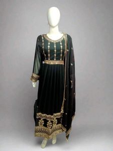 Elegant Black and Gold Anarkali Suit
