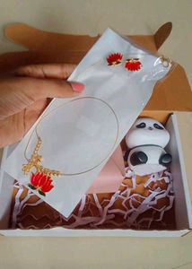 Lotus Pendant Necklace and Earring Set