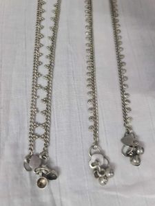 Vintage Silver Anklets (Set of Two)