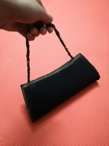 Black Coloured Cylinder Type Hand Bag