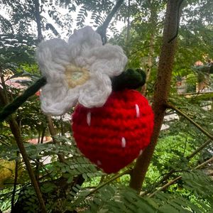Cute Crochet Strawberry Keychain
