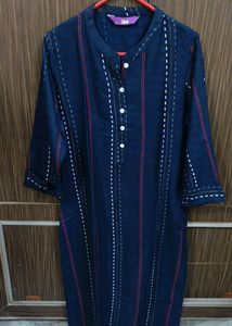 Libas Navy Blue Straight Kurta