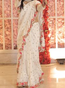 Elegant White Floral Saree