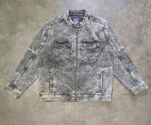 🔥Rare Acid-Wash Denim Jacket–Custom Graphic Back