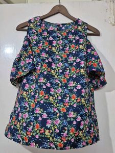 Floral Multicolor Cold Shoulder Top