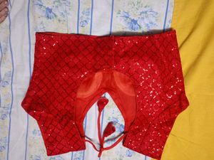 Red Sequin Backless Blouse