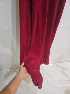 Burgundy Pleated Maxi Dress
