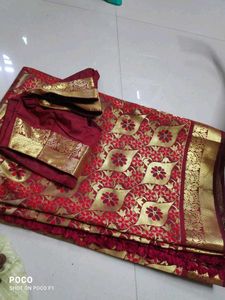 Maroon & Gold Banarasi Silk Saree