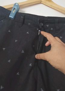 Black Patterned Shorts