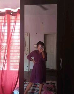 Chic Purple Belted Shirt Dress