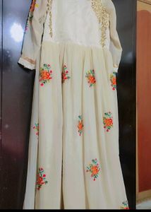 Cream Ethic Gown Multi Floral Print For 36 Bust