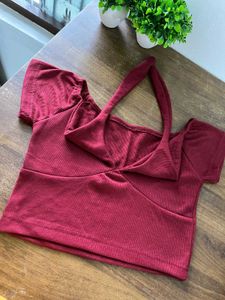 Ribbed Tie-Front Crop Top