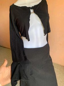 Black Cardigan &amp; Skirt Set