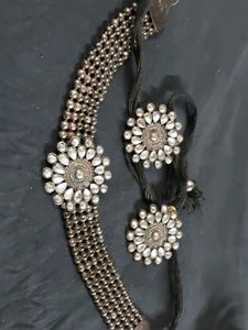Oxidized Silver Necklace &amp; Earring Set