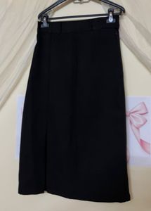 Black A-Line Midi Skirt