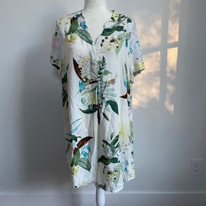 H&M Floral Tropical Shirt Tunic Dress