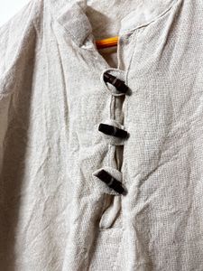 Men Off White Short Kurta
