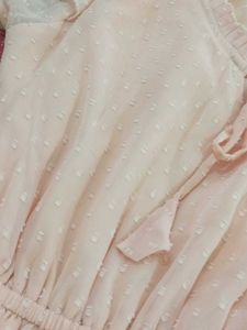 Peach Swiss Dot Ruffle Dress