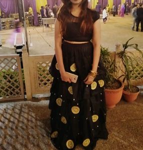 Black Partywear Gold Patchwork Lehnga Choli🌸