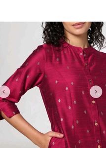 Magenta/Burgundy Silk Kurta With Golden Zari Print