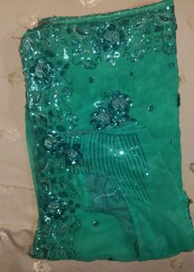 Green Sequin Saree