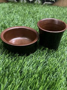 Vintage Brown Ceramic Cup &amp; Saucer Set