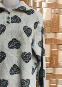 Heart Print Long Sleeve Top