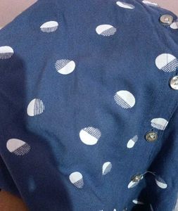 Blue Polka Dot Tie-Front Shirt