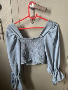 Blue Crochet Crop Top