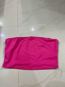 New Combo Outfit Wide High Jeans And Pink Bandeau