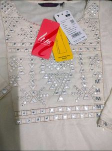 Elegant White Mirror Work Kurti
