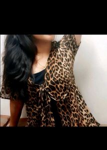 Leopard Print Tie-Front Top