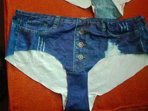 2 piece Denim ice silk Print Panties