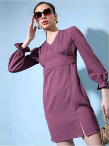 Dressberry V neck Puff sleeve A-line Dress