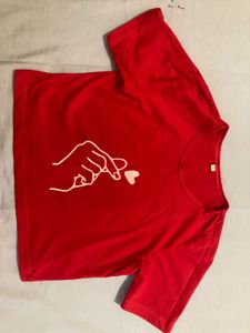 Red Heart Hand Crop Top