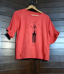 BestiBelli Women Red Sequin Embroidery Printed Top