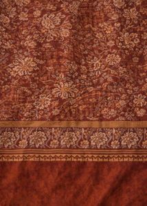 Rust Orange Brown Printed Designer Saree