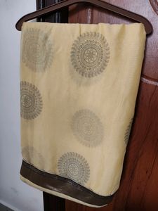 Lemon Yellow Gold Border Saree With Blouse
