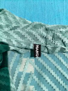 Mango Basic Turquoise Patterned Top