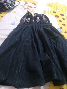 Embroidered Striped Dress